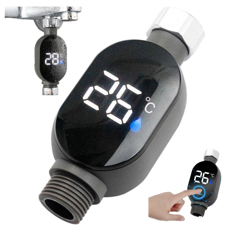 مقياس حرارة الماء الذكي للدش، قراءة فورية رقمية لدرجة حرارة الحمام مع شاشة LED، حساس درجة حرارة دش دقيق، مراقب درجة حرارة آمن، لكبار السن، الأطفال، الحيوانات الأليفة، البالغين - Image 1